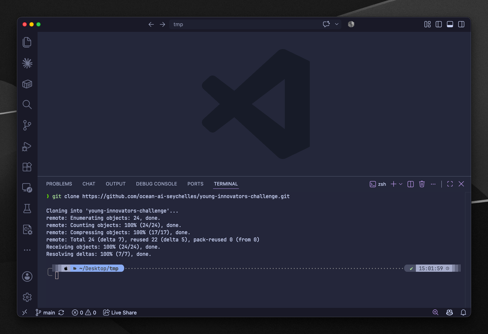 Terminal showing git clone output