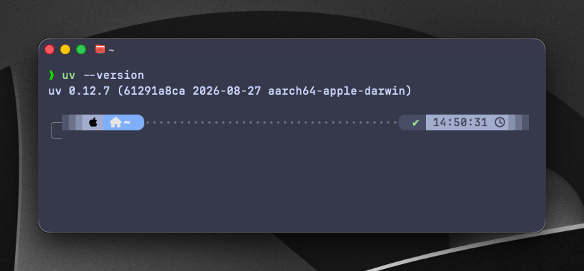 Terminal showing uv --version output